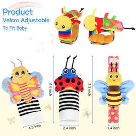 Baby Toys 0-6 Months-Baby Rattles Toy Wrist Rattle Socks and Foot Finder Set Infant Newborn Boys and Girls Essentials Ideal Sensery Toys Shower Gifts for Babies 0-12 Months