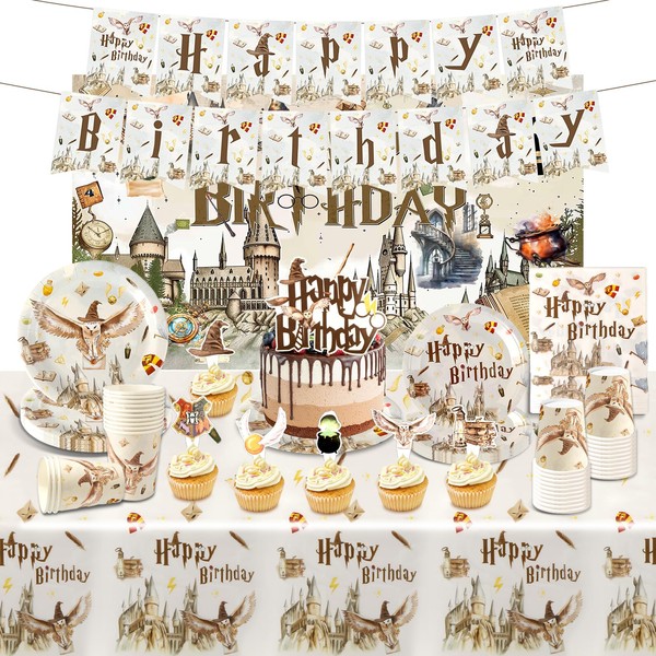 hali Balloons2 78PCS Wizard Supplies Set, Party Tableware Set, Reusable