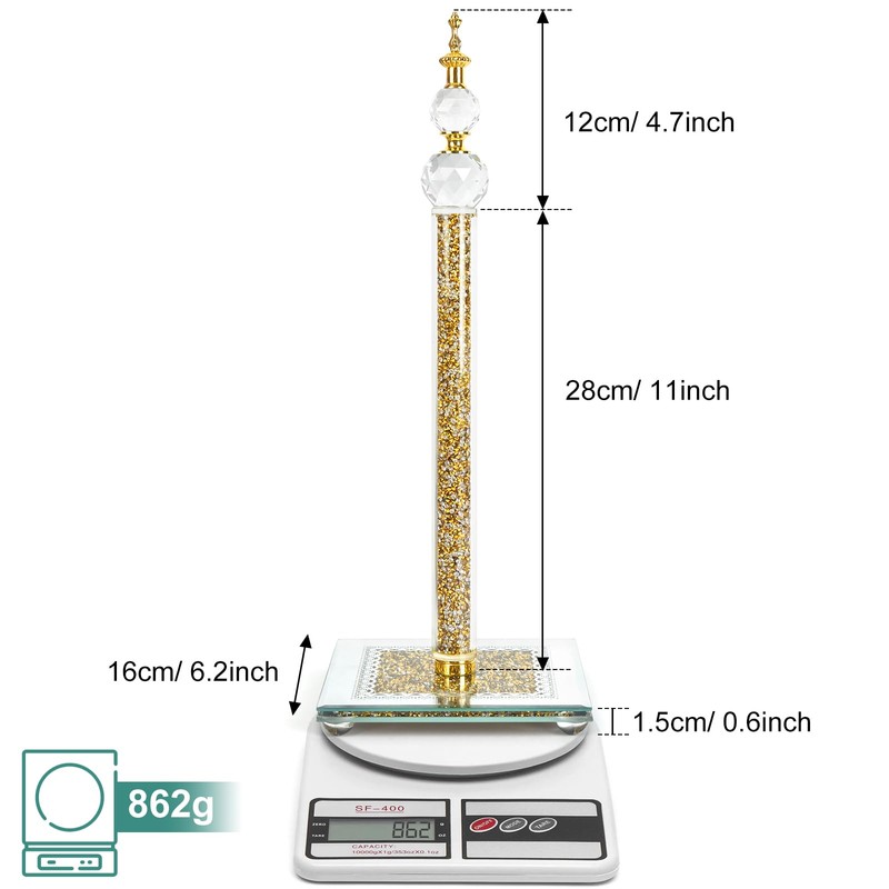 Crystal Paper Towel Holder Countertop, Gold Paper Towel Stand Non