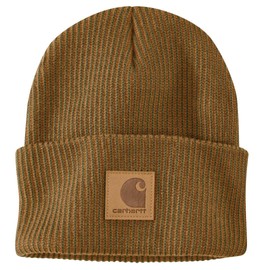 Carhartt Men's Knit Cuffed Plaited Beanie, Carhartt Brown/Dark Bronzed Green, One Size