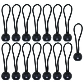 Bxian 15PCS 4 Inch Black Heavy Duty Stretch Bungee Cord Ball Tarpaulin Tent Bungee Ball Tie Down Cord for Canopies Tarpaulins Sunshades Sleeping Bag
