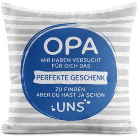 Grandpa Gifts Birthday Cushion 45 x 45 cm - Gift Grandpa Christmas from Grandson - Gifts for Grandpa for Birthday Father's Day (Grandpa Gift - Us - Blue)