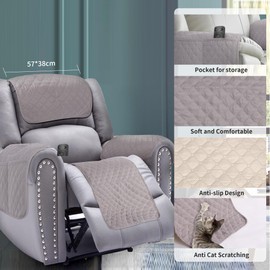 Kaket Armrest Cover, Headrest Cover for Recliner Sofa 4pcs Waterproof Recliner Chair Covers, Nonslip Armrest Slipcover Furniture Protector for Recliner, Chair, Sofa (Light Grey, 4pcs)