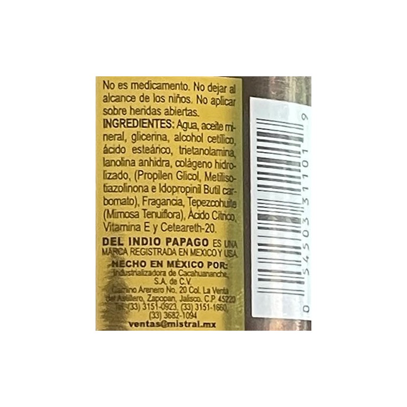 Crema Facial y Corporal Tepezcohuite 120 gr Indio Papago