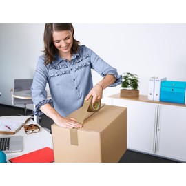 tesa Paper Packaging Tape Made From Recycled Materials for Packing Parcels and Boxes 50 m x 50 mm