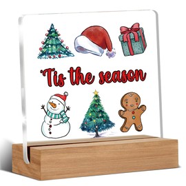 Christmas Gifts for Women Men, Cute Christmas Gifts for Friends, 'Tis The Season Decorations, Christmas Home Acrylic Desk Sign Decor (4 x 4 Inches)