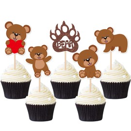 30 piezas de adornos para magdalenas de oso con texto en inglés "We Can Bearly Wait", para baby shower, cumpleaños, decoración de cupcakes, decoración para fiestas de cumpleaños, decoración de pasteles