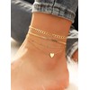 FOCALOOK Gold Ankle Bracelets for Women Stainless Steel Layered Foot