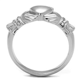 YourJewelleryBox Irish Claddagh Ring Stainless Steel 316K Simulated Diamonds Ireland TK2094 O