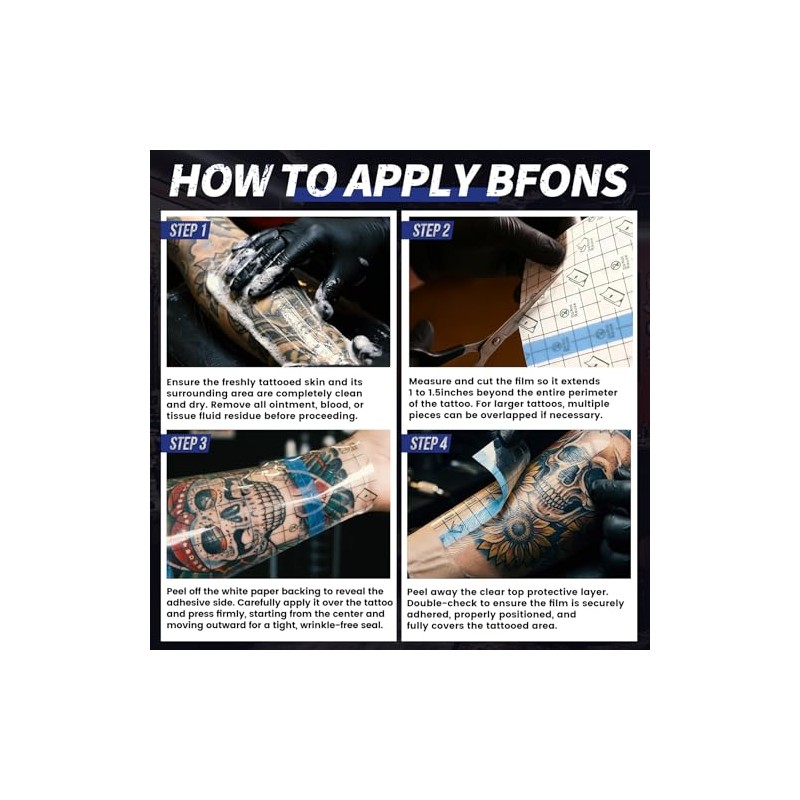 BFONS Waterproof Tattoo Aftercare Bandages - 6" x 4.4 yd