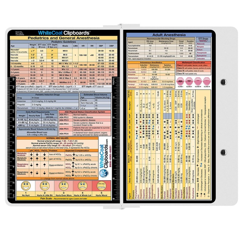 WhiteCoat Clipboard- White - Anesthesia Edition