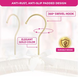 Padded Clothing Fabric Hangers for Women Clothing - Set of 12 Premium Hangers for Closet, Bride Hanger for Wedding Dress, Sweater - Ivory