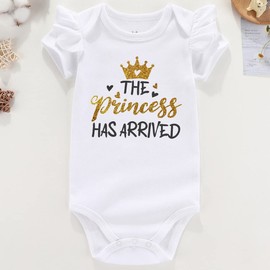 Acwssit Princess Has Arrived Baby Girl Clothes Funny Baby Bodysuit 0-3 Months White
