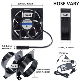 DC12V Duct Fan, Extractor Fan 100 mm Duct Adapter