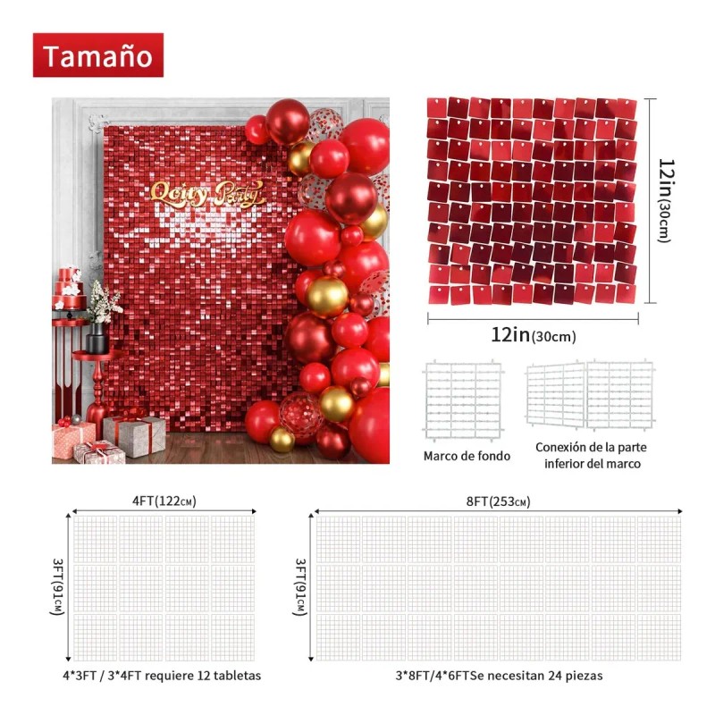 Panel Decorativo, 24 Unidades, 3d Fiesta Shimmer, Lentejuela