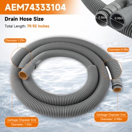 AIYOYOLIFE 79.9 in Dishwasher Drain Hose Extension with 2 Clamps Compatible with LG Quadwash Thinq LDT5665BD LDP6797BD LDF5545 LDTS5552S LDTS5552S LDNFC33LS Replace#: AEM74333104 AEM74333101