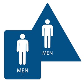 ALPHA DOG ADA SIGNS - Men's Bathroom Sign Bundle with Braille for Your Business, Wall and Door, ADA Compliant, Indoor or Outdoor, Easy Installation, Made in the USA, Blue