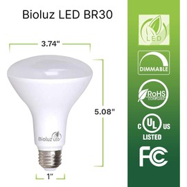 Bioluz LED 4 Pack BR30 LED Bulbs Indoor Flood Lights 90+ CRI 75W Equivalent uses 9.5W 4000K Cool White 850 Lumens E26 Base Dimmable Instant On Interior Home Décor UL Listed FCC RoAS Title 20 Certified