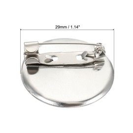 sourcing map 50Pcs Brooch Clasp Pins Disc Base 29mm Blank Trays for ID Badges Name Cards Tags DIY Craft, Silver Tone