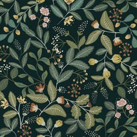 Ismoon Floral Peel and Stick Wallpaper Wallpaper Green Leaf Wallppaer Buds Flower Contact Paper Green Stick on Wallppaer Removable Self Adhesive Wallppaer Vinyl Wallpaper for Cabinet 16.1x196in