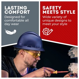 AcerPal 6 Points Beguiled Blue Graphite Design Full Brim Hard Hat w/ Fas-trac Suspension