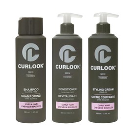 Paquete Para Cabello Rizado | Set De Champú, Acondicionador Y Crema De Peinado Sin Enjuague Sin Sulfatos Ni Siliconas Para Hombre | 400 Ml(13,5 Oz) Cada Uno | Productos Para Cabello Rizado