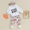 CIYCUIT 3Pcs Baby Girl Football Outfits Letter Print Sweatshirt +