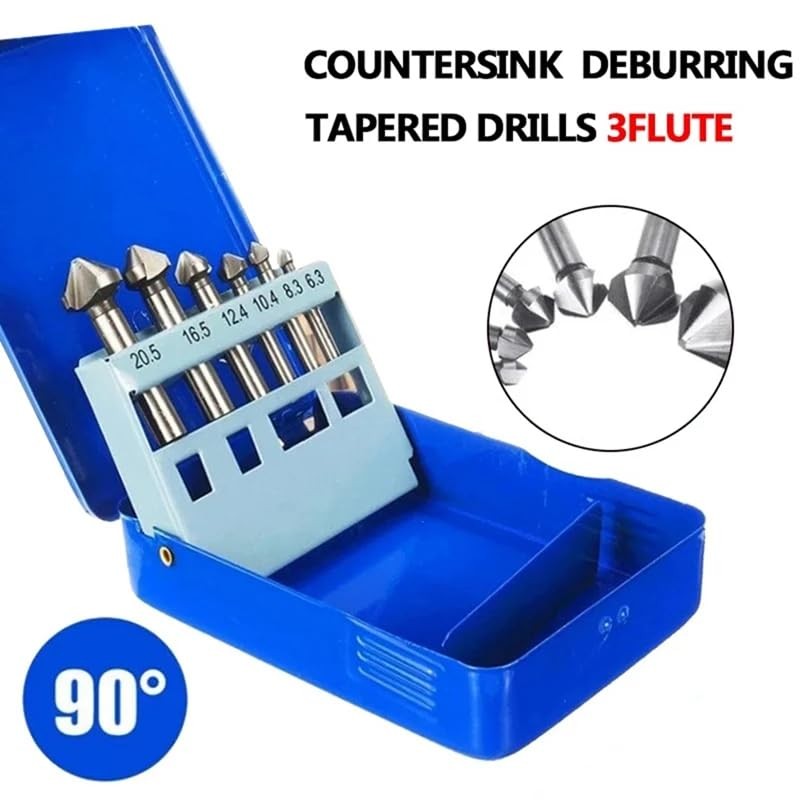 6pcs HSS 90 Degree Countersink Drill Bits Set (6.3, 8.3,