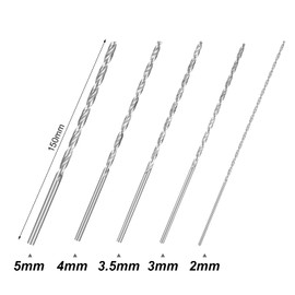 ALTcompluser Extra Long Wood Drill Bit Set 2 mm, 3 mm, 3.5 mm, 4 mm, 5 mm, 5 mm Wood Drill Bit HSS Twist Drill Bit for Drilling for Woodworking Manual Pack of 10