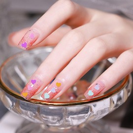 Nail Glitter, 6 Colors Love Heart Nail Glitter Sequins Stickers, Holographic Manicure Art Acrylic Japanese Crafts Decals for Women Girls Phone