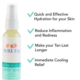 PURE FIJI Dilo After Sun Spray Travel Size with Organic Dilo and Aloe Vera Oil After Sun Moisturizing Spray for Hydrating Facial and Body Mist, Hydrate After Sun Care, 2 Fl. Oz
