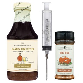 Gourmet Warehouse Savory Rum Butter Injectable Marinade and Spice Rub, 16 ozs - No MSG, No HFCS