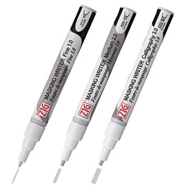 Kuretake ZIG MASKING WRITER, 3 variety set, fluid pen marker, Fine 1mm, Medium 2mm, Calligraphy with corners 3mm, drawing, watercolor paint, Made in Japan
