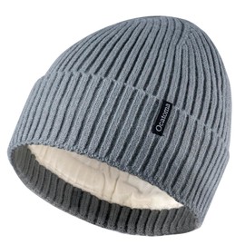 Ocatoma Beanie for Men Women Warm Winter Knit Cuffed Beanie Soft Warm Ski Hats Unisex Light Gray