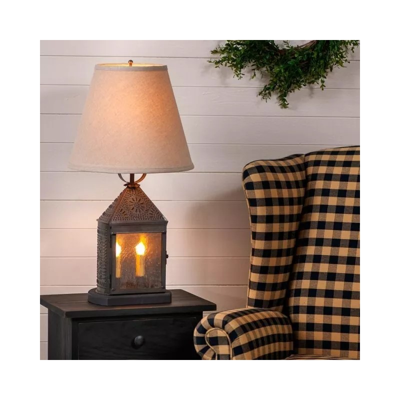 Irvin's Tinware 14-Inch Empire Shade in Ivory Linen, Cotton Fabric,