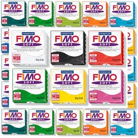 JustArtsCrafts Fimo Soft Oven Hardening Bake DIY Crafts Sculpting Moulding Polymer Modelling Clay 12 x 57g Multicolour Blocks