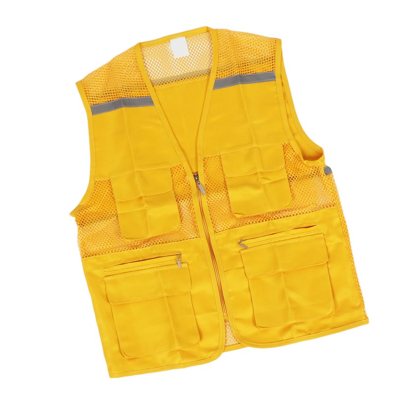 Volunteer Vest for Event Work Clothes with Multi Pockets Yellow