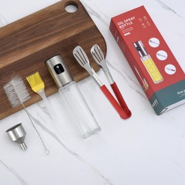 MIOPEN Kochölsprüher,Olivenöl Essigsprüher,Ölsprüher, Olivenölsprüher, Kochset, inkl. Ölpinsel, Grillzange, Edelstahltrichter, geeignet für Salate, Grill, Heißluftfritteuse