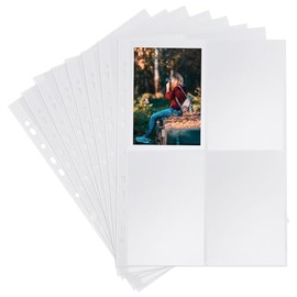 Pack of 40 photo sleeves DIN A4, transparent photo sleeves, A4 postcard sleeves, 2 compartments, transparent films with metal ring binder, postcard photos, refill pages (212 x 151 mm)