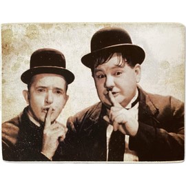 KUSTOM ART Magnet Series Famous Actors Stanlio & Ollio (Stan Laurel Oliver Hardy) Vintage Collectible Style Wood Print 10x6cm