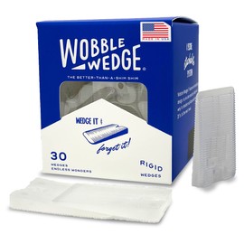 WOBBLE WEDGES Rigid Plastic Shims, 30 Pack - Made in USA - Multi-Purpose Shim Wedges for Home Improvement & Work - Plastic Wedge Furniture Levelers, Table & Toilet Shims, Leveling Feet - Translucent