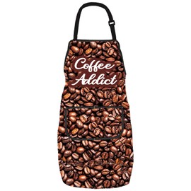 Coffee Lover Kitchen Apron Barista Cooking Apron Gift for Coffee Enthusiast Adjustable Chef Apron Cafe Theme Gift (Coffee A ca)