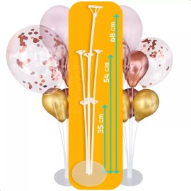 Grupo Carnavallia Base 7 Globo Mesa Panel Popote Chupón Soporte Blanco Fiesta