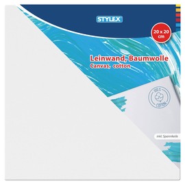 Stylex 28634-P6 Stretcher Frames 20 x 20 cm 100% Cotton Canvas Primed Back Stapled for Oil Acrylic Tempera Paints Gouache Painting Set of 6