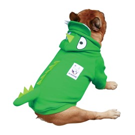 iChoue I am a French Bulldog Dog Dinosaur Costumes Clothes Sweater Cute Funny for Small Medium Dogs Cold Weather Winter Coats Hoodies Frenchie English Pug Pitbull Corgi Puppy - Green/Large