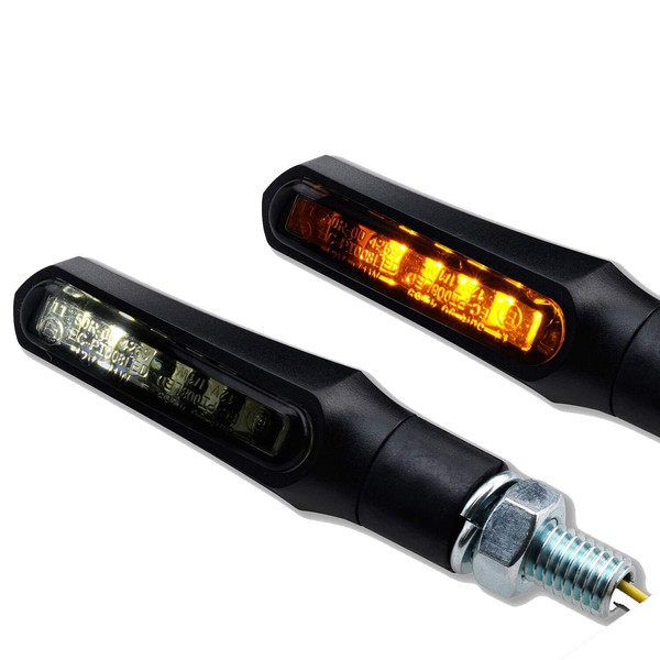 Germany Motorsports LED Mini Motorcycle Indicator Shark E-Approved Black Universal
