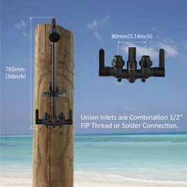 Aolemi Outdoor Shower Fixtures,Outdoor Shower Kit Faucet System 3 Inch Center with Brass Showerhead,2 Handle Exposed Shower with Brass Mix Valve,with Soap Dish,Pipe Upward,Brushed Nickel