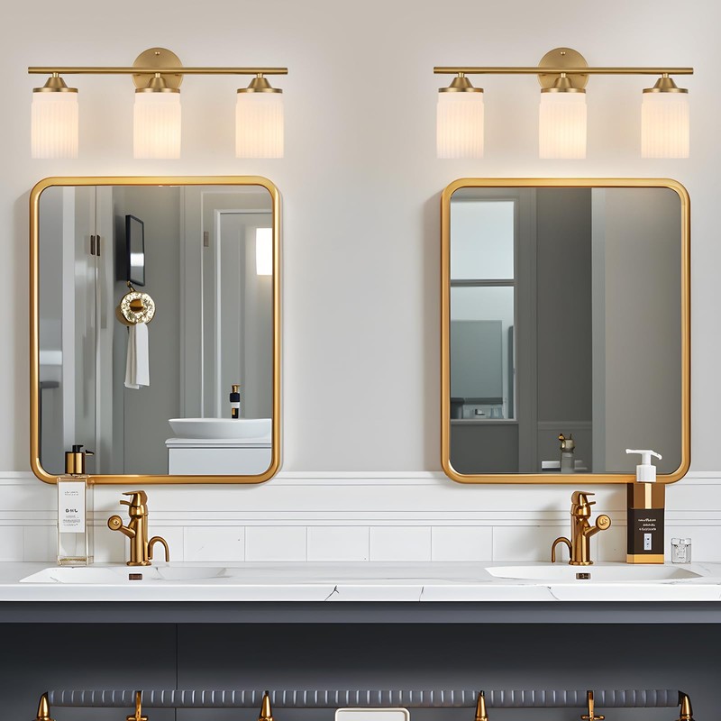 Jonsi Gold Bathroom Light Fixtures 3-Light Vanity Lights Modern Wall