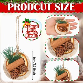 Vercraft 8 Pcs Christmas Tree Decorations Natural Pine Cones Rustic Ornaments Bulk Dried Orange Slices Cinnamon Sticks for Christmas Tree Home Decorations Wedding Decor (Classic Style)