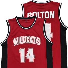 Wholesale Men's #14 Red Bolton Wildcat Embroidery Basketball Shirt Basketball JerseySize: L, Color: Red